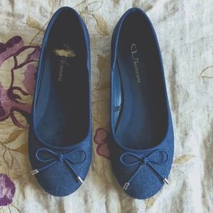 Women's denim blue flats
